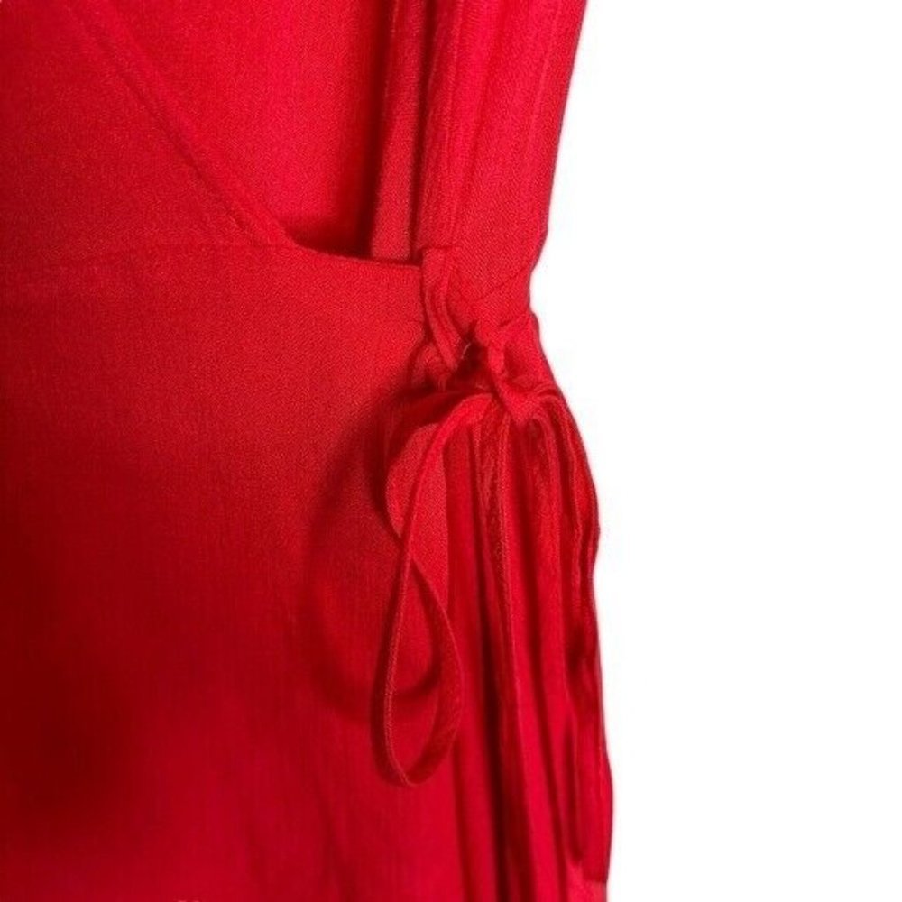 Lulu’s Much Obliged Dress Red Maxi Wrap Gauz Size Small - Picture 10 of 13